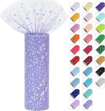 Light Purple Glitter Tulle Rolls 6 Inch by 10 Yards Sequin Tulle Fabric Ribbon f