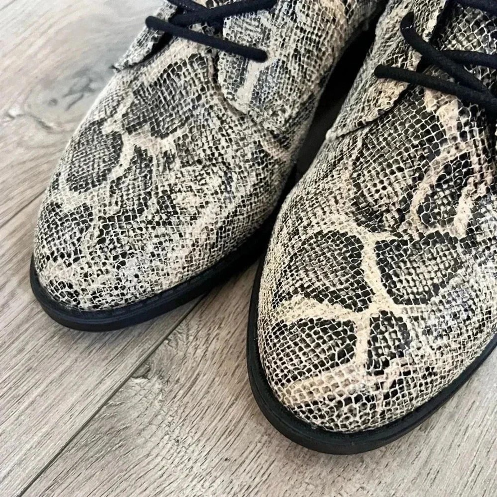 EXPRESS Python Snake Print Lace Up Combat Boots S… - image 4