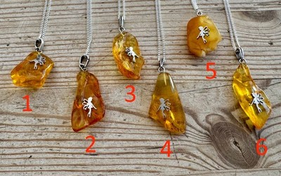 Bernstein Anhänger Wald Elfe Fee Schmuck Zauber Magie Winx Pilz Silber 925 E4