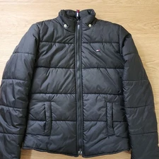 Tommy Hilfiger Puffer Down Coat Womens M Black Zip Up Winter Jacket Arctic Rare