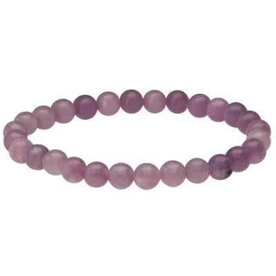 Lepidolith Kugelarmband | 6 mm Perlen | Dehnbar | Edelstein Schmuck | Naturstein