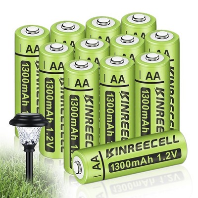 Rechargeable AA Batteries, Ni-MH Double A Solar Batteries High Capacity 1.2V ...