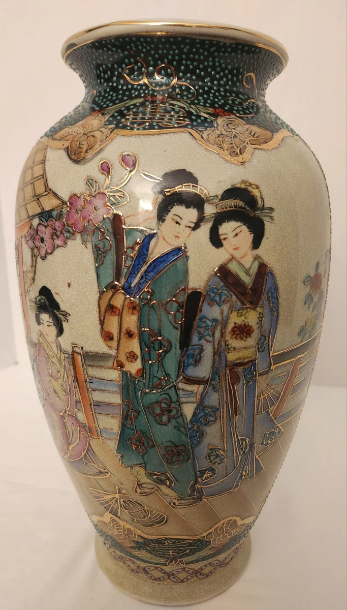 艺妓花瓶日本古董花瓶| eBay
