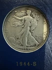 1944 S Liberty Walking Half Dollar F Fine 90% Silver 50c US Coin