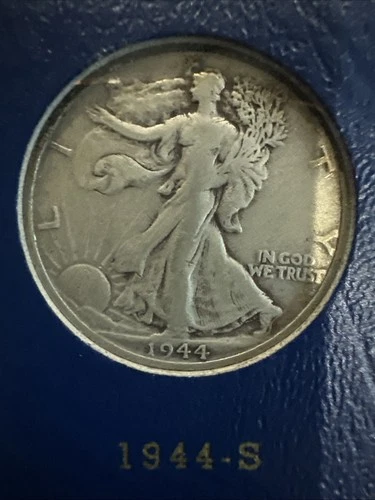 1944 S Liberty Walking Half Dollar F Fine 90% Silver 50c US Coin