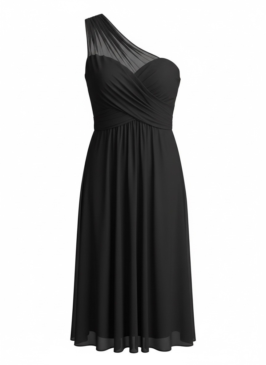 black prom dress david's bridal Strapless Black Satin Side Ruched Formal Dress