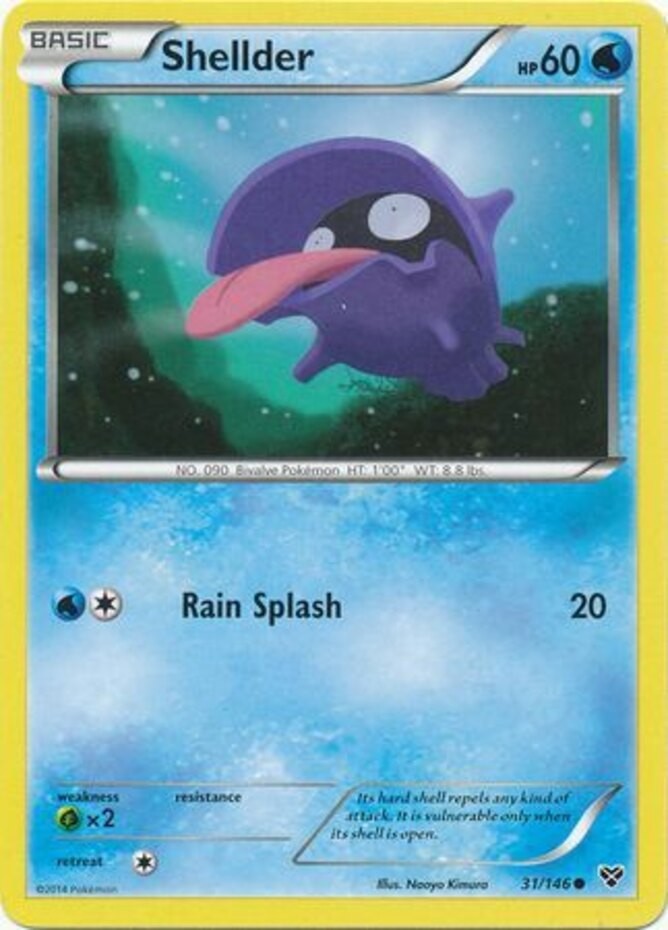 Shellder - 31/146 - Common (Damaged) XY Base Set - Water Pokémon
