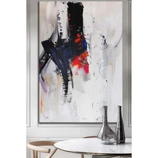 Handpainted Oil Painting On Canvas Home Decor Abstract Wall Art Black Gray Red