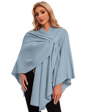 Womens Elegant Cross Front Shawl Wraps Knitted Ponchos Cape Light Weight