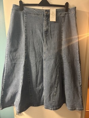 V by Very Authentic Denim light wash Maxi Skirt Mid Wash uk 22 plus size