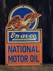 VINTAGE EN-AR-CO NATIONAL MOTOR OIL 8”X 12" PORCELAIN SIGN.