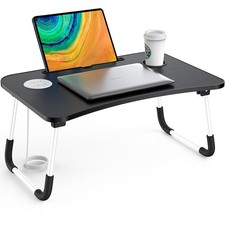 Bed Table Elekin Folding Lap Desk Laptop Desk Table with Storage Drawer/Cup H...