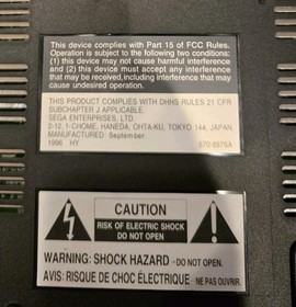 PARTS OR REPAIR Sega Saturn MK-80000A Black Console With Controller And Cords