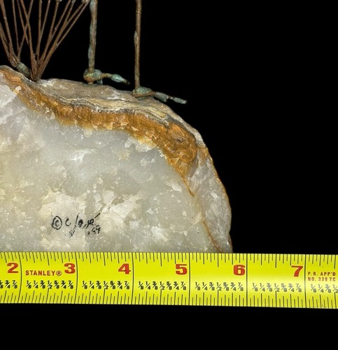 Scultura Curtis Jere bronzo pifferaio ed erba marina su pietra firmata grande 13,5" - Foto 11 di 11