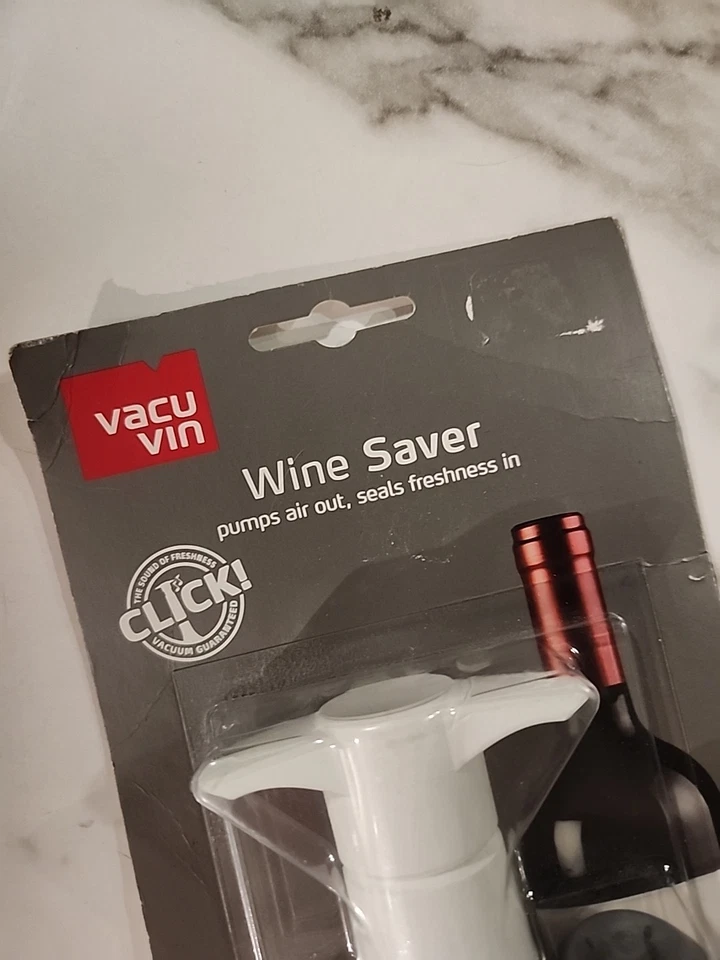 NUEVO Vacu Vin Bomba Ahorradora de Vino al Vacío con Un Tapón Blanco Original Nuevo de Lote Antiguo Foto 2 de 4