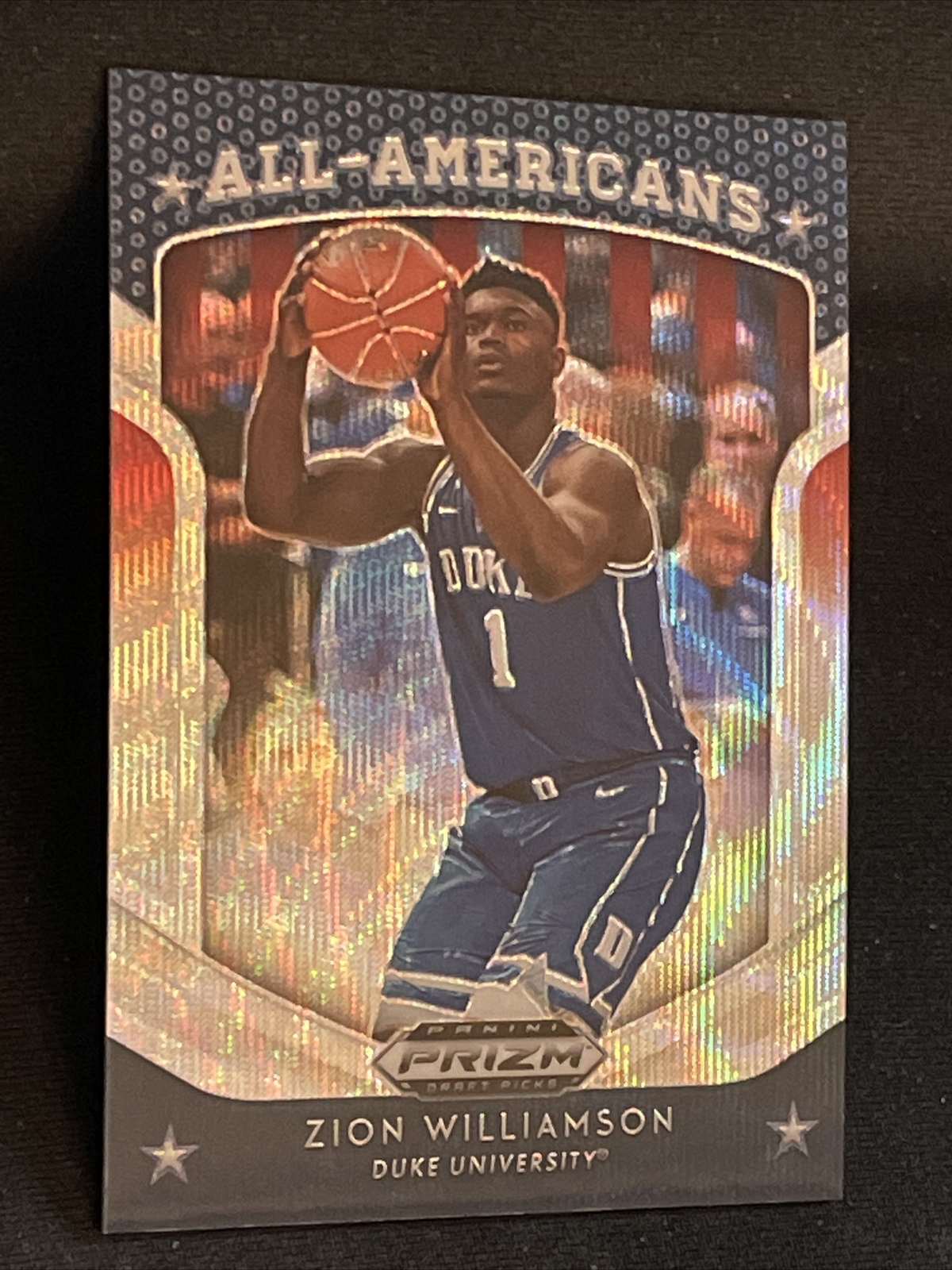 2019 Prizm Draft Picks Zion Williamson All Americans Blue Wave SP 072/299 Rookie
