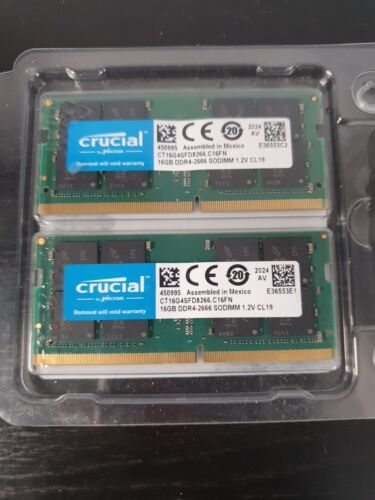 Crucial 32GB (16GB x 2) DDR4 2666MHz SODIMM (CT216G4SFD8266) Laptop RAM Memory - Afbeelding 1 van 3