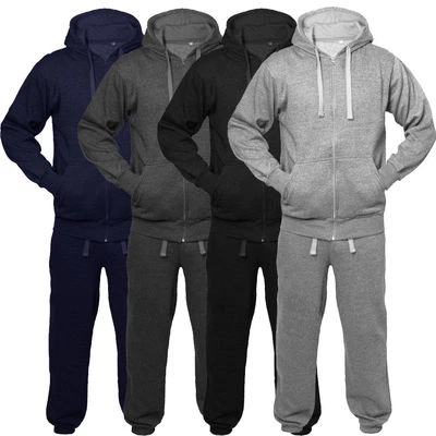 Boys Tracksuit New Kids Plain Hooded Jogging Bottoms And Hoodie Ages 2-13 Years