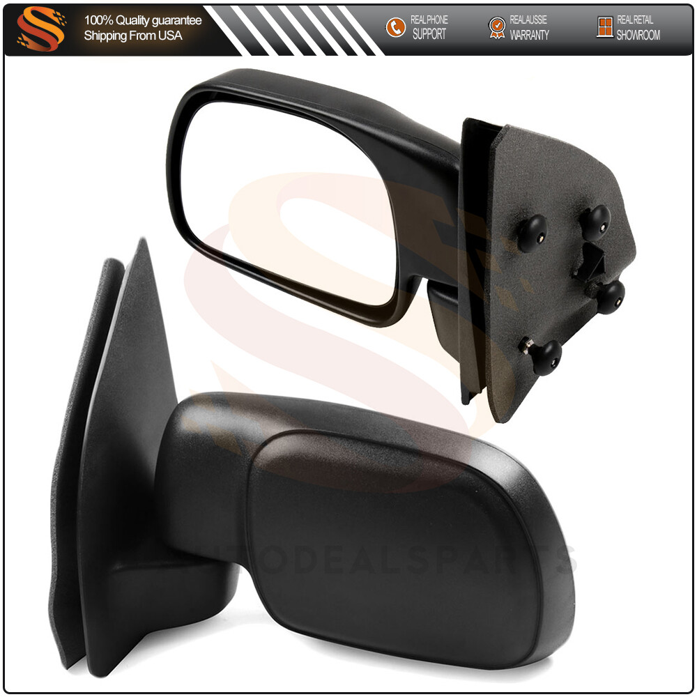 View Mirrors Compatible With 1999-2015 Ford F-250 LH&RH Side Manual Fold Black