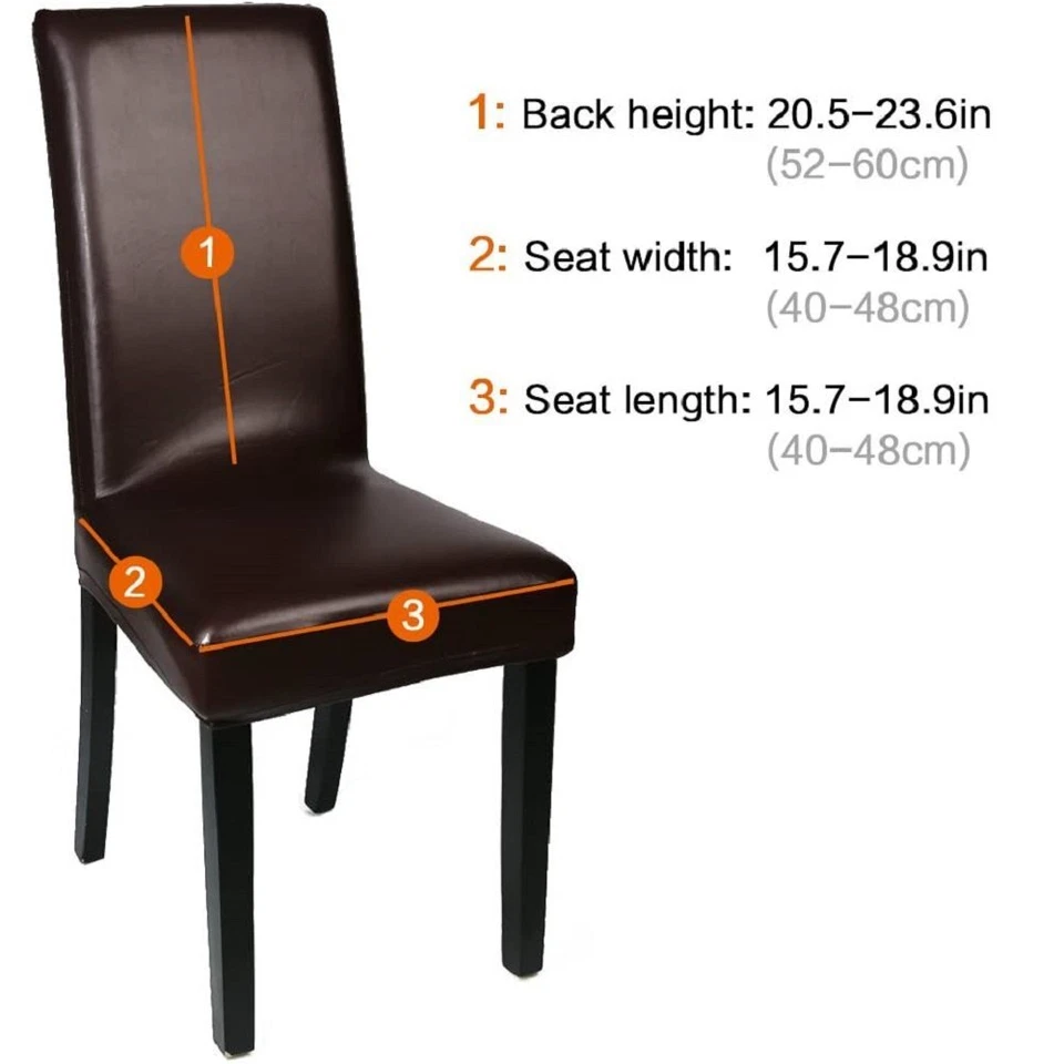 1-8PCS Stretch PU Leather Dining Chair Covers Slipcover Waterproof Wedding Cover - image 3 of 4