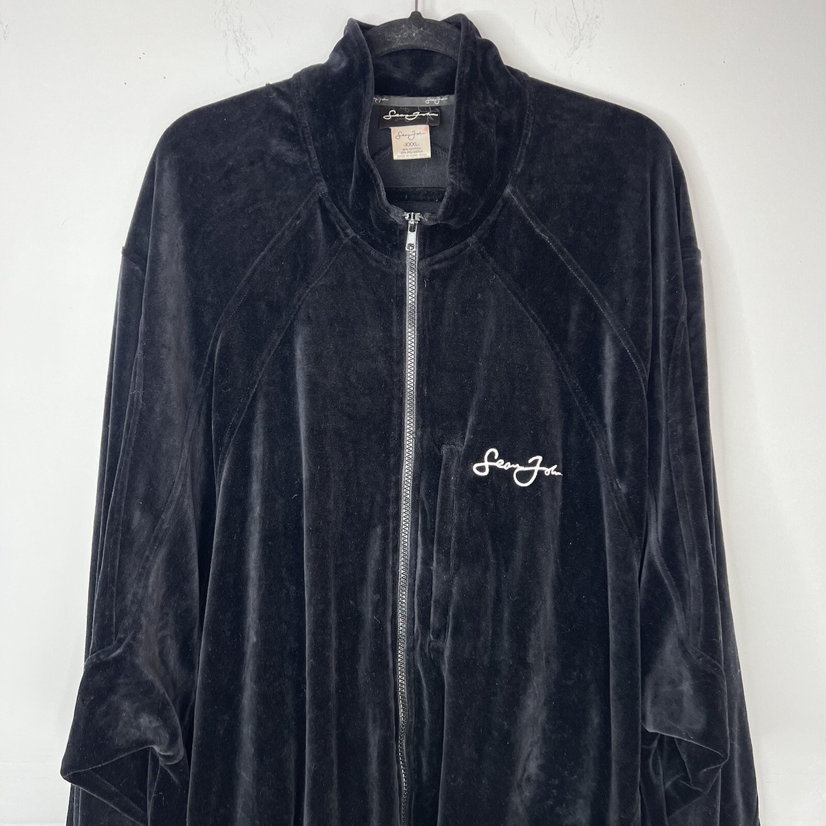 Sean John Vintage Velour Track Jacket 3XL Black Y2K Velvet Sean John Vintage Velour Track Jacket 3XL Black Y2K Velvet