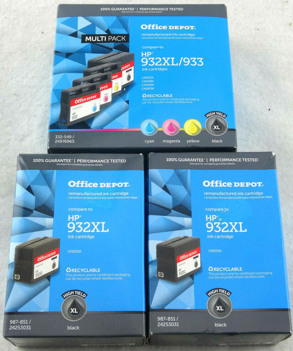 Office Depot for HP 932XL/933 Remanufactured Black Color Ink Cartridge Free Ship