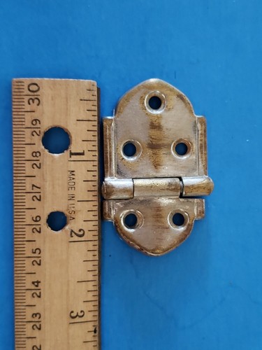 Cabinet Hinges Chrome Plate Brushed To Brass 1 3/8" x 2 1/4"- 2 Pair - Picture 7 of 9