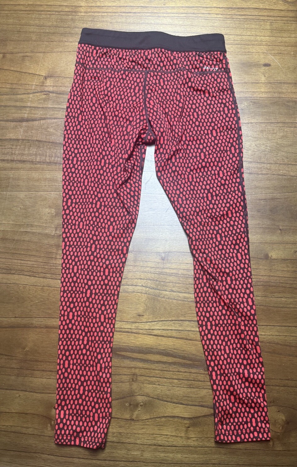 Nike Dri-Fit Womens Medium Red and Black Dot Long Workout Leggings Nike Running