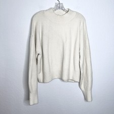 Other Stories Sweater Womens Large Mock Neck Cream Wool Blend M