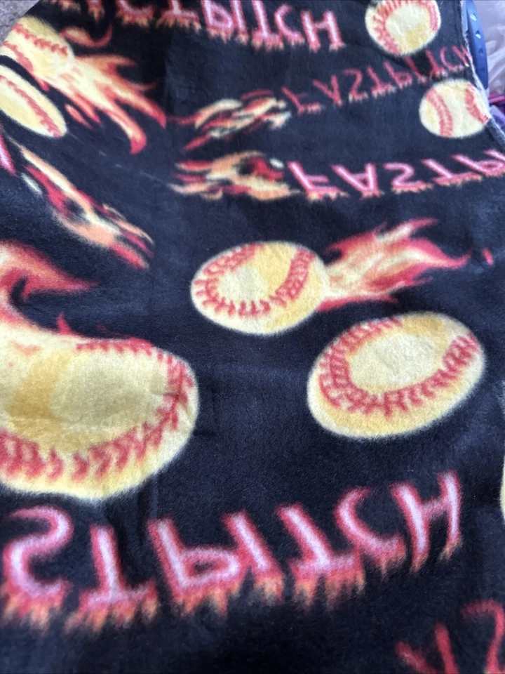 Baseball softball "fastpitch" fleece fabric 64”x36” Scrap Piece - Image 2 of 3