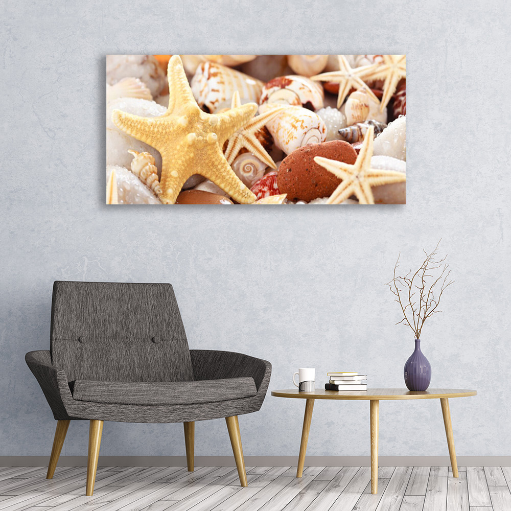 Tableau impression 120x60 art coquilles étoile de mer grand format acrylique moderne