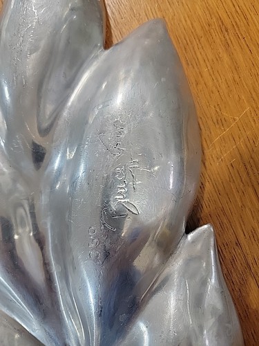 Vtg Bruce Fox Aluminum Silver Leaf Tray Large Serving 5 Dish Signed Mid-Century - Picture 5 of 5