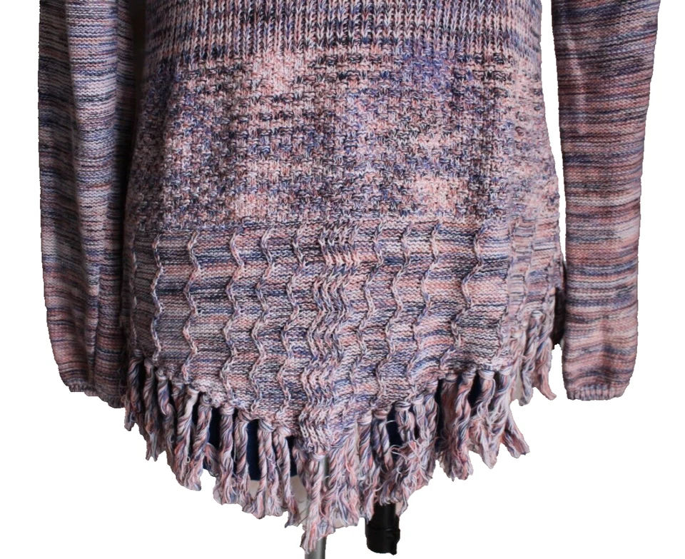 Suéter Pullover American Rag Cie Mujer Rosa Azul 100% Algodón Flecos Dobladillo ~M~ Foto 3 de 4