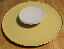 Tupperware ~ Vintage DIP 'N SERVE TRAY/BOWL SET - Harvest Gold/Almond - 1970's