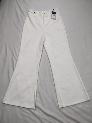 Tide Card Womens Size S (0P) White Corduroy Pants Flare Split Cuff High  Rise
