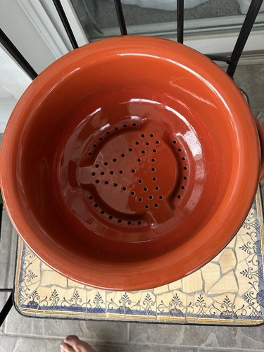 MCM Orange ENAMEL Stock POT LID STRAINER STEAMER Boiler Pasta Lobster Spaghetti - Picture 18 of 23