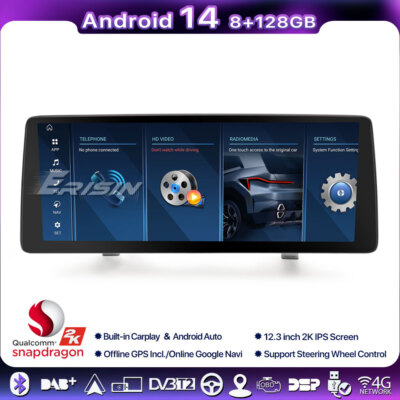 12,3'' IPS 8 Core Android 14 GPS Navi DAB+Autoradio CarPlay BMW 5er E60 E61 CCC