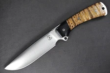 Busse Custom SAR6 .22" Convexed INFI, Black G10 G-rexed Tan Marble Stone Handle