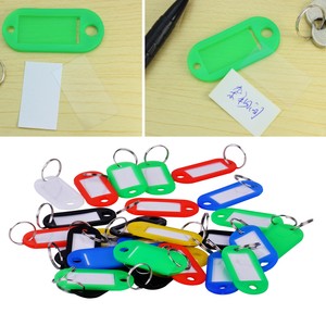 100PCS Plastic ID Name Card Label Key Tag Split Ring Keyring Keychain ...