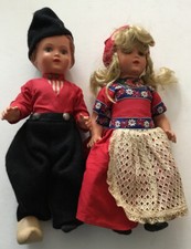 Vintage Schildkort Celluloid Boy And Girl Dolls .