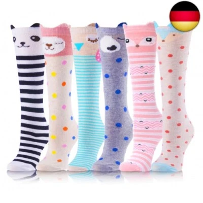 ANTSANG Mädchen Kniestrümpfe 6 Paar für Kinder Geschenke Lange Lustige Ki