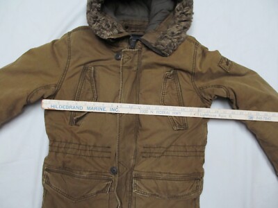 Abercrombie & Fitch Wilcox Jacket Parka Faux Fur Hood Distressed