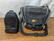 Vtg Camera Bag Carrying Case Lot of 2 Sony  Case Logic Shoulder Strap Film Hold