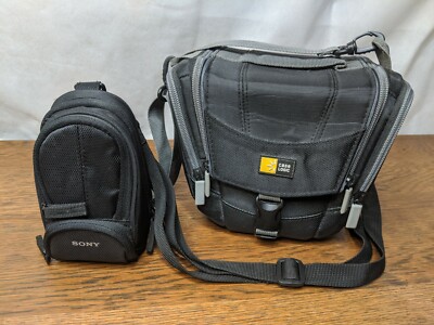 Vtg Camera Bag Carrying Case Lot of 2 Sony & Case Logic Shoulder Strap Film Hold