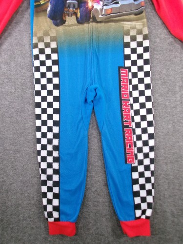 Mario Kart Pajamas Boy 6 7 Red Blue One Piece Union Suit Hooded Super Costume - Picture 3 of 13