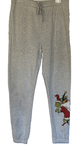 The Grinch Kids Tween Sweatpants Size Med Grinch w Christmas Sack Pockets Gray - Picture 10 of 10
