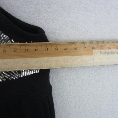 Witchery Dress Womens Large 14 Black Silver Beaded Stretch Tunic Event Retro - Picture 11 of 16