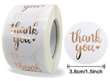 40 THANK YOU STICKERS ROSE GOLD ENVELOPE SEALS LABEL STICKERS 1.5" FREE SHIPPING