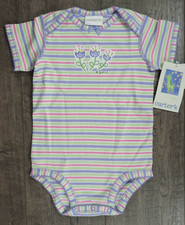 Baby Girl New Vintage Carter's 3-6 Month Striped Emu Flower Bodysuit