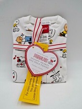 Pottery Barn Valentines Peanuts Snoopy Hearts Nursery One Piece Pajama 0-3 9750E